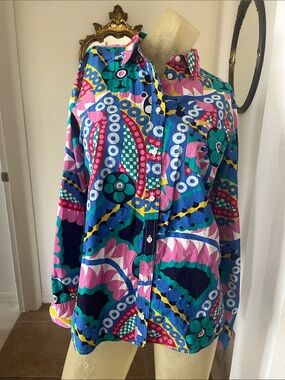 J. Crew Multicolor Floral-Abstract Button